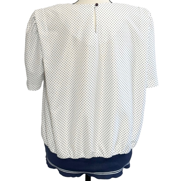 Good Times Blouse L White Polka Dot Vintage - Picture 6 of 8